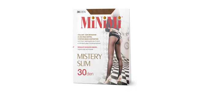 Супер цена на женские колготки Minimi Mystery Slim 30 с имитацией шва сзади по ноге